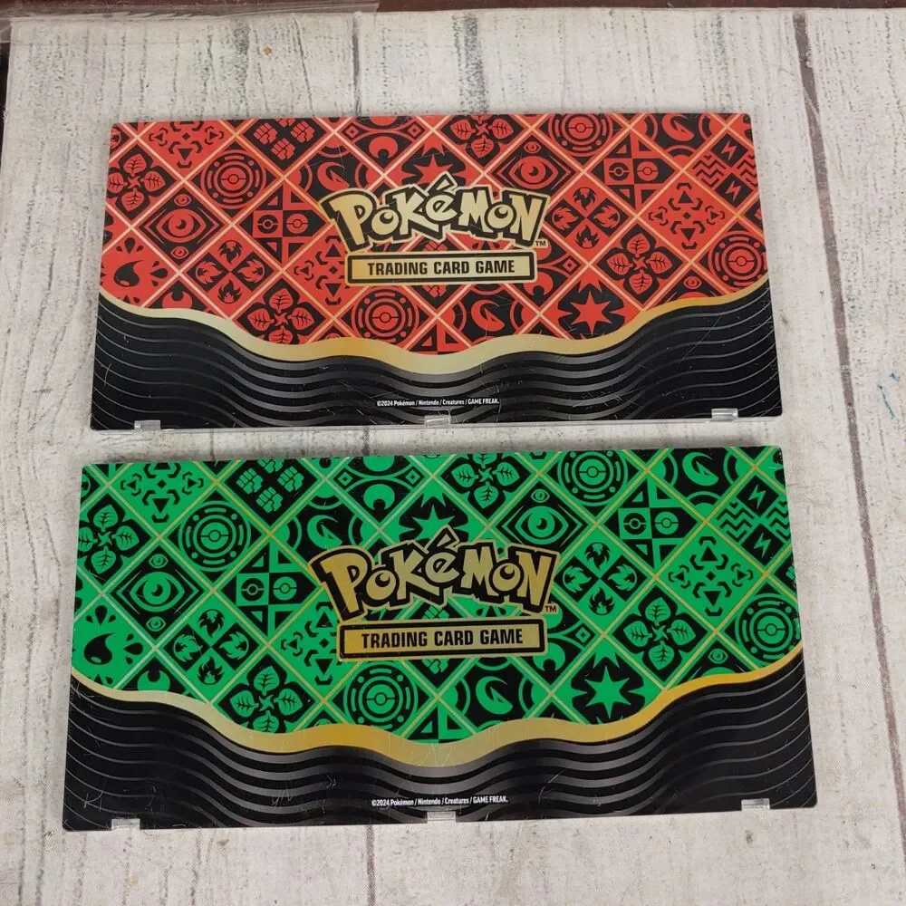 SET of 2 - Pokemon Card Hard Display Case - 3 Card Magnetic Acrylic - RED GREEN